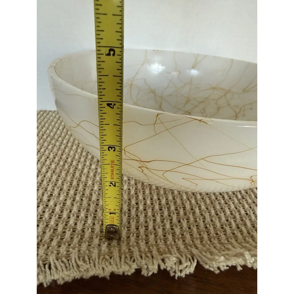 Vintage Hazel Atlas Milk Glass Salad serving Bowl Butterscotch Spaghetti String